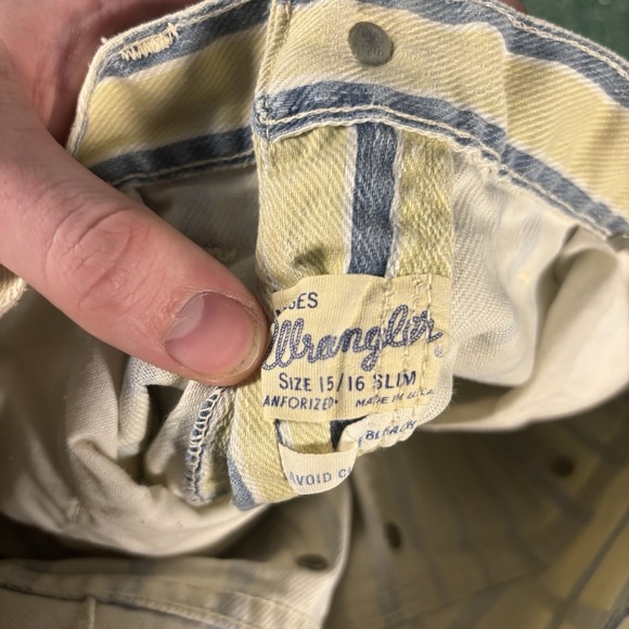 Wrangler Vintage Pinstriped Yellow Western Jeans 26X24 Damaged Zipper - Picture 6 of 8
